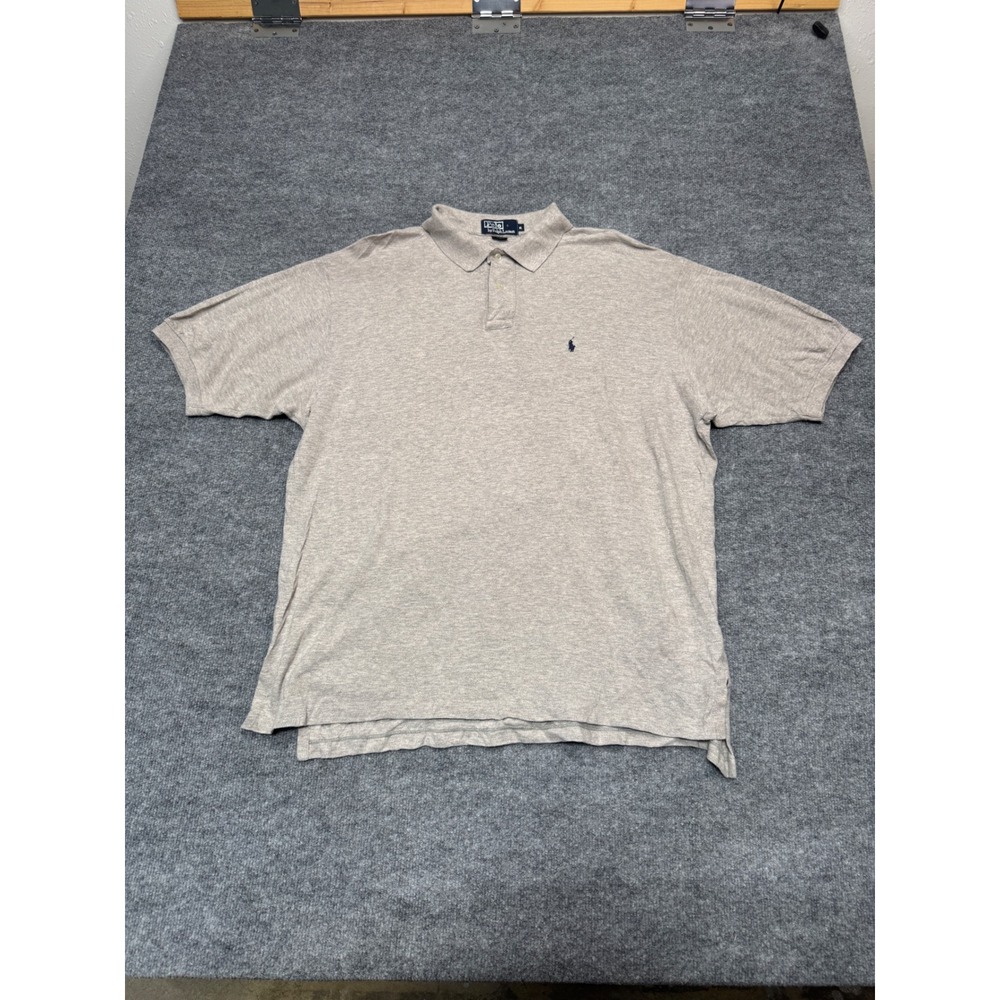 Polo Ralph Lauren Shirt Mens XL Tan Beige Cotton Pique Short Sleeve Pony Logo